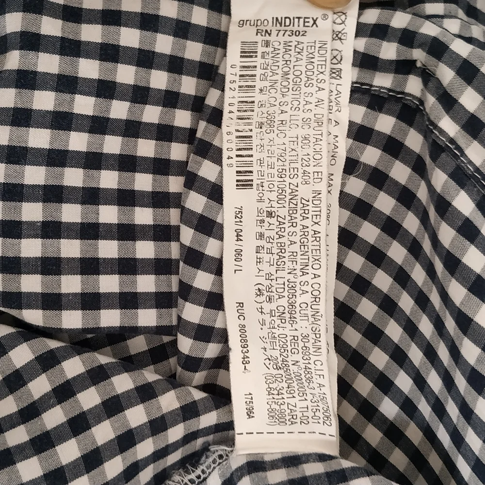 Zara Black & White Gingham Check Shirt With Embroidery - Picture 9 of 12